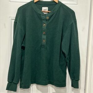Aerie Sherpa Henley Sweatshirt, Green, Oversized, Cozy, Comfort, Sz Small